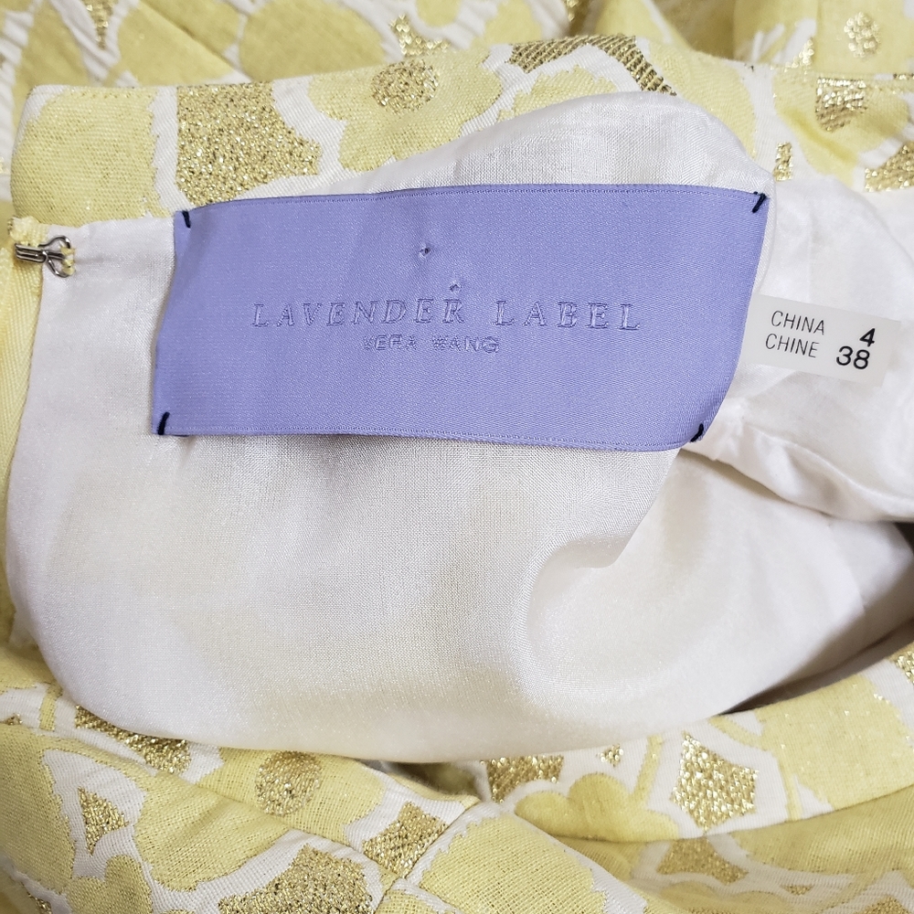 Vera Wang Dress Yellow Gold 4 Shift Brocade Mod - Picture 9 of 11